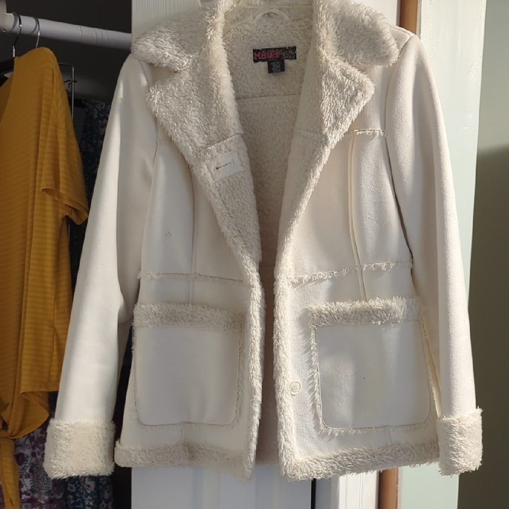 Mudd Women's Cream Teddy Jacket